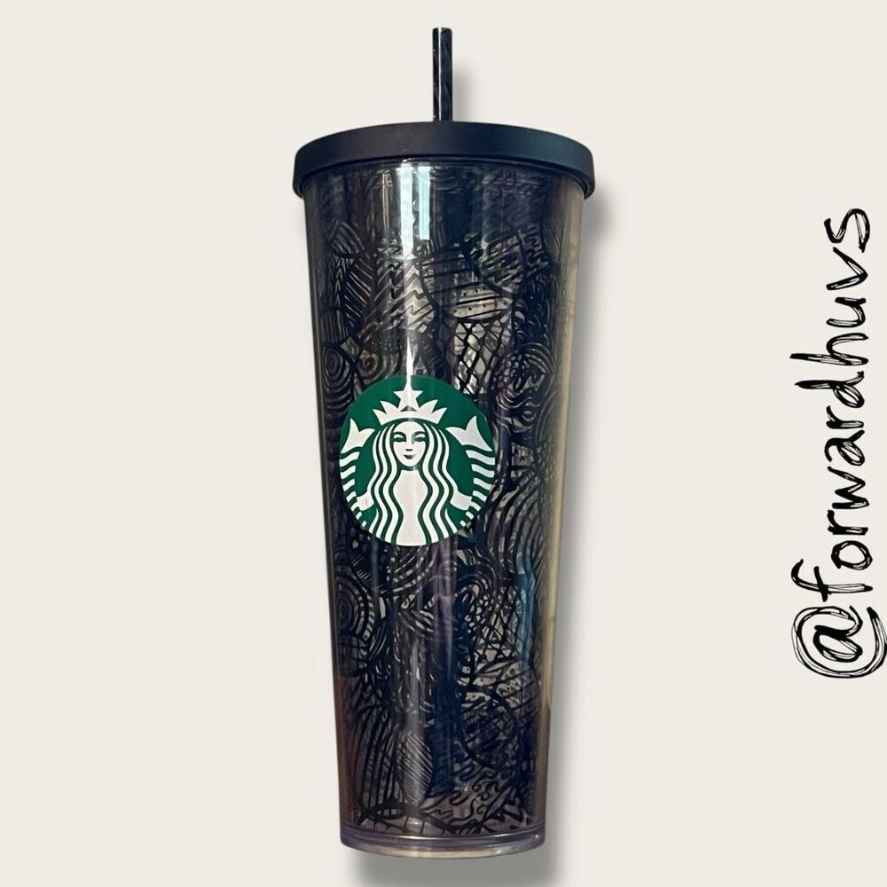 2014 Starbucks Black Circle Acrylic Venti Tumbler - Replacement Straw